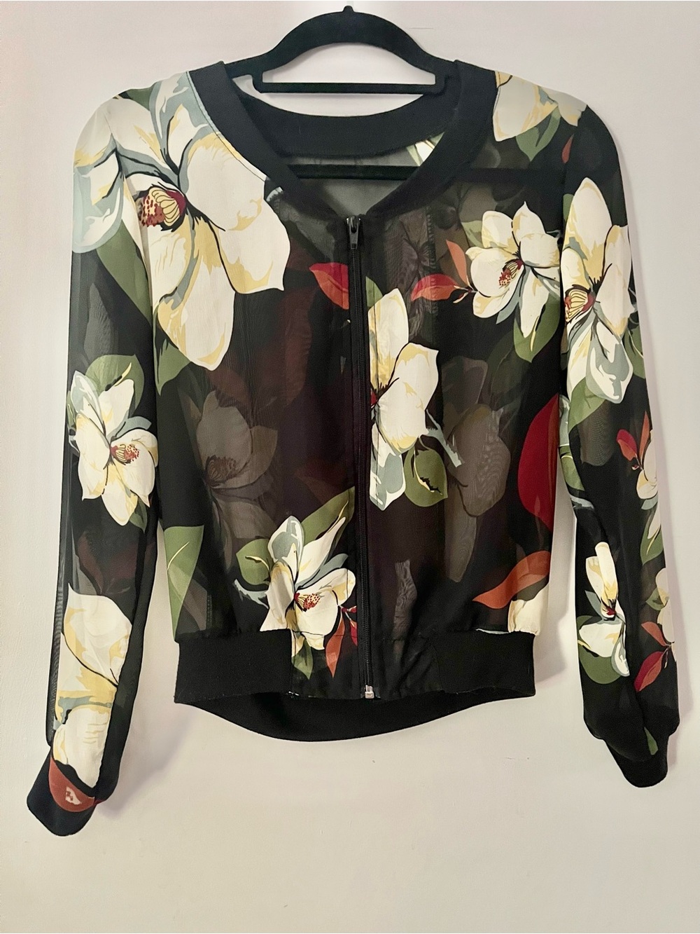 Vintage 90s Floral Sheer Bomber Jacket -  Magnolia Print